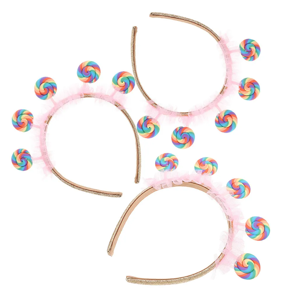

3Pcs Children's Lollipop Headband Cute Cartoon Hair Band for Kids Sweet Candy-Themed Party Birthday Holiday Wear Creative Fun