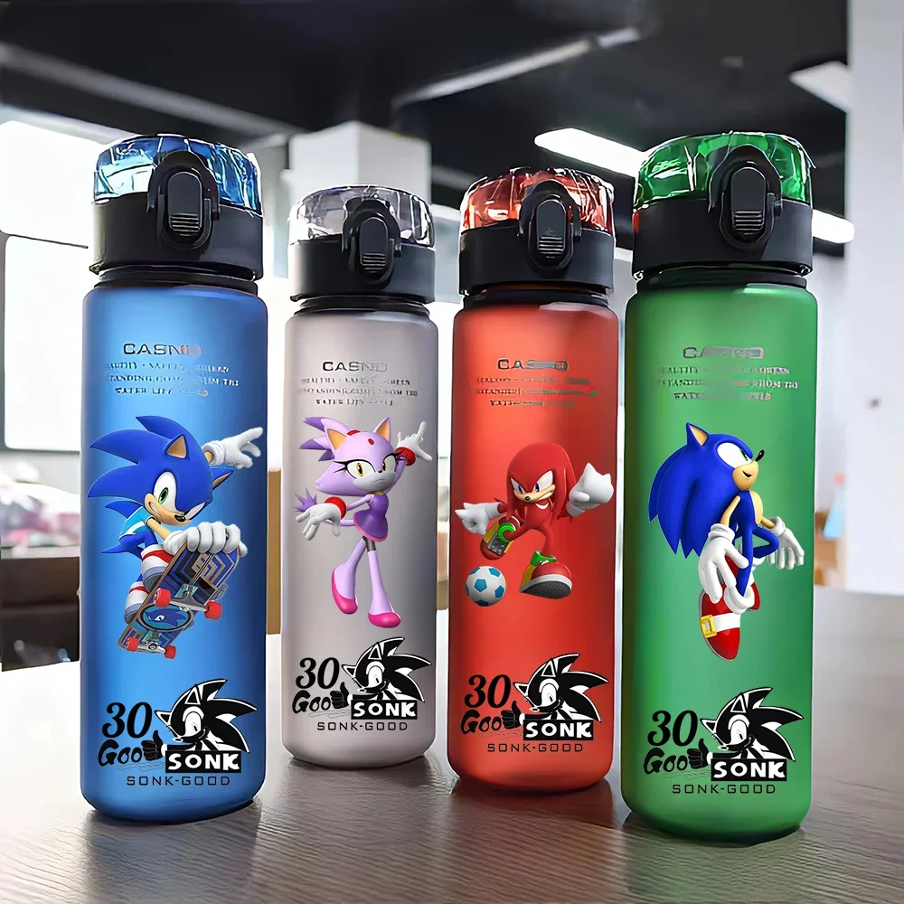 560ML Sonic the Hedgehog Blue Red Black Green Water Cup Anime movies Peripheral Shadow Amy Rose Children Adult Drinking cup gift