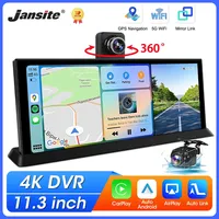 New 11.3 inch 4K Car DVR Wireless CarPlay & Android Auto Screen 360° Rotate Lens Dash Cam GPS Navigation Dashboard Recorder