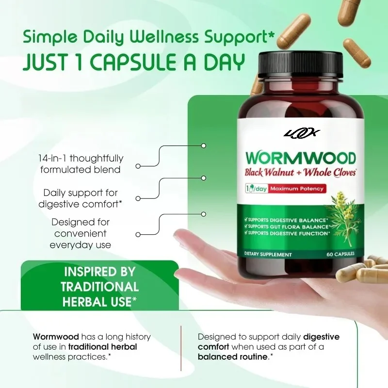 Black Walnut Lilac Ginger Capsules -60 Capsules - Supports Digestive Health, Immune Cleansing