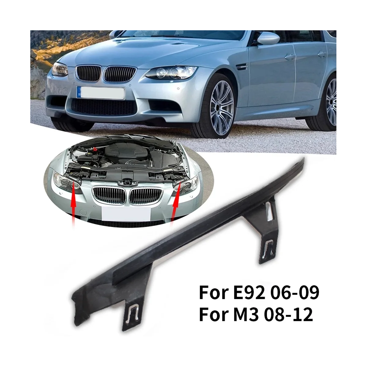 63117174518 Car Right Front Headlight Shell Cover Strips Trims Headlight Sealing Gasket for 3 Series E92 E93