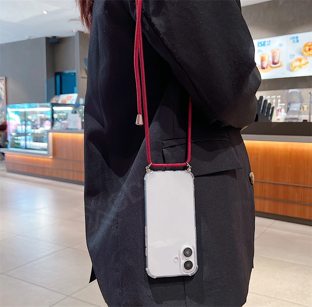 Crossbody-Lanyard-Klarsicht-Handyhülle für iPhone 18 17 16 15 14 13 12 11 Pro Max XR Xs 7 8 Plus Stoßfeste Silikon-Soft-TPU-Hülle – Detail 10