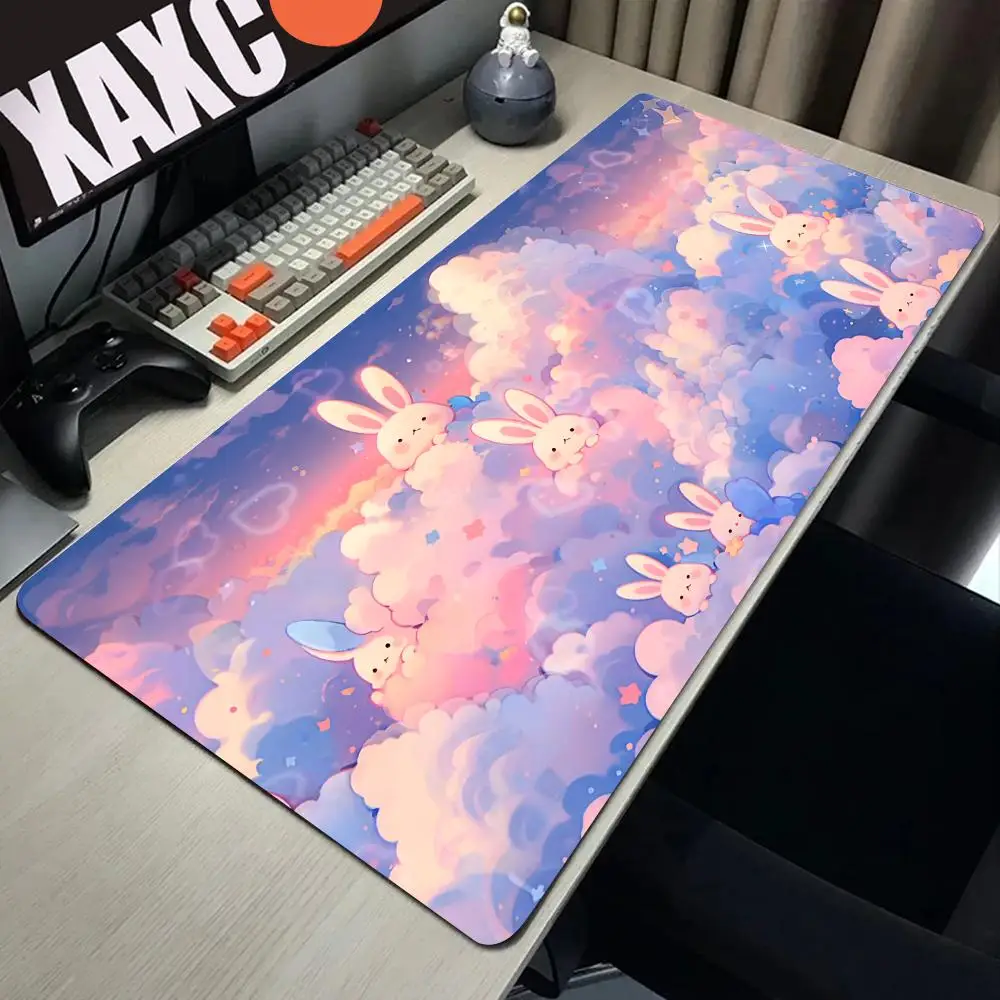 Tapete De Rato De Jogo De Borracha Grande, Borda De Bloqueio De Planta Verde Bonito, Mouse Pad De Computador, Impressão HD Gamer, Tapete De Mesa, Almofadas De Teclado