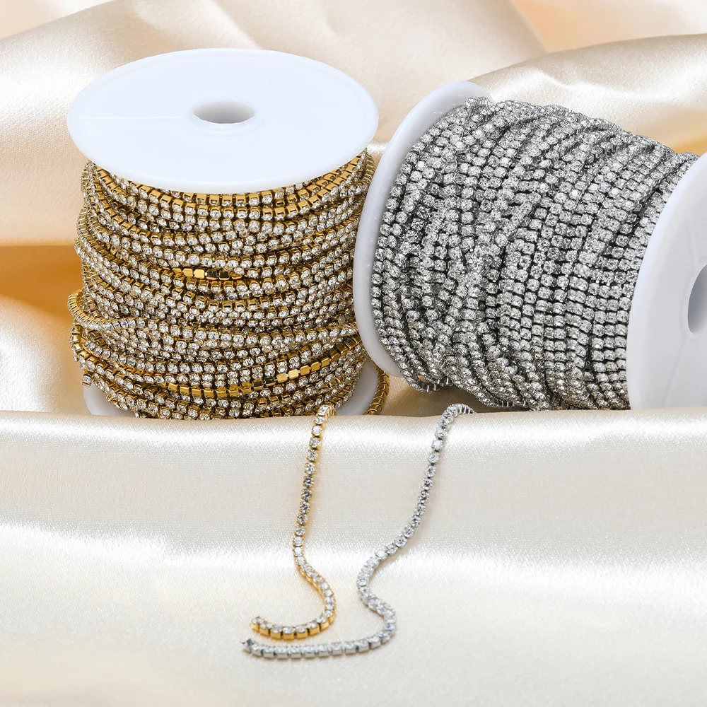 1 Meter Stainless Steel Luxury Cubic Zircon Chains Tennis Chain Choker for DIY Jewelry Making Women Necklace Bracelet Material view 5
