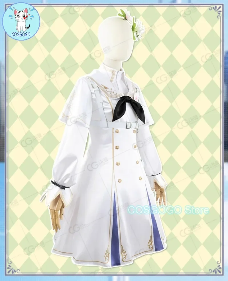 Game Blue Archive Kirifuji Nagisa Cosplay Kostuum Halloween Outfits Vrouwen Lolita Witte Jurk