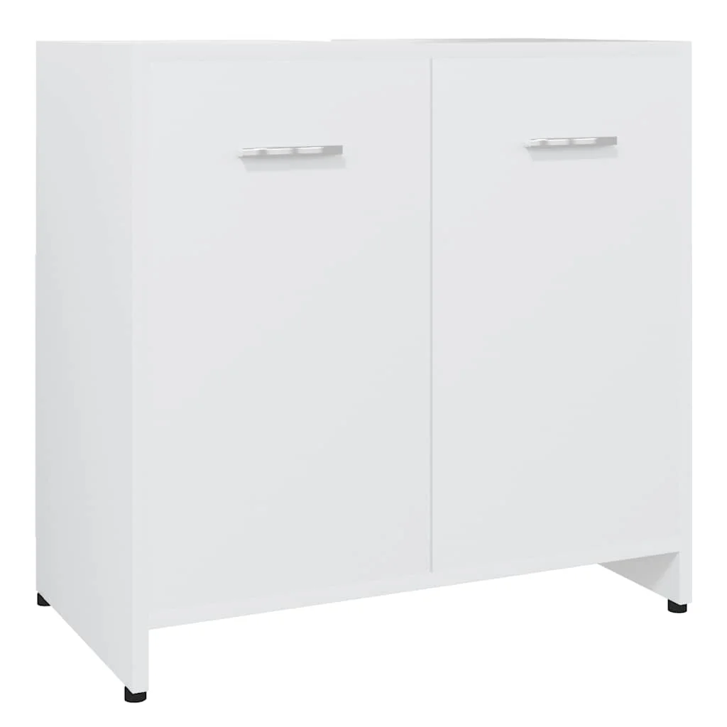 Meuble de salle de bain blanc 60x33x61 cm, bois d'ingénierie, Design moderne, meuble de rangement élégant pour salle de bain, structure robuste, ensemble de meubles