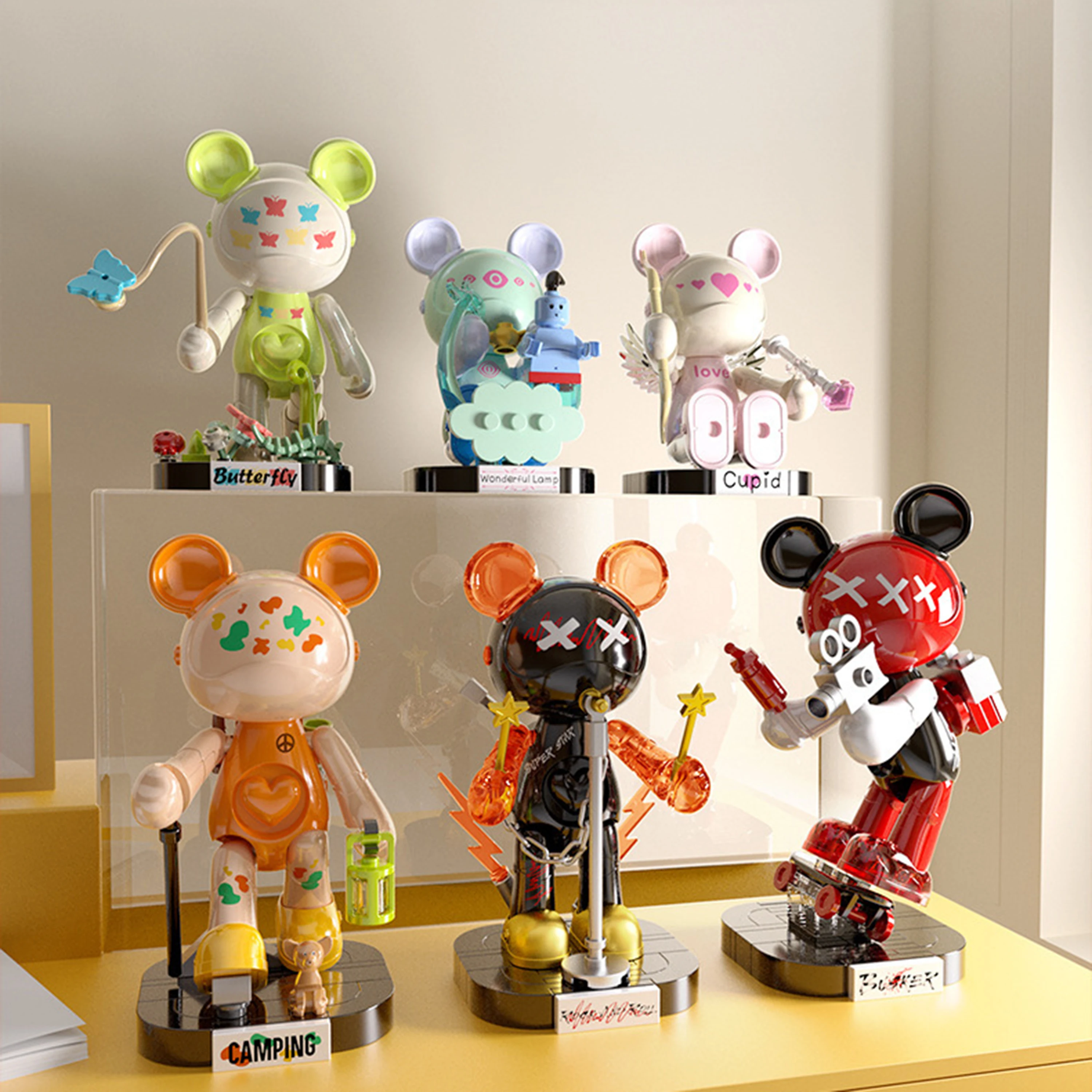 Magic Interstellar Bear Blind Box Street Adolescente Modello Building Blocks Giocattolo Regalo per Bambini Ragazzi Ragazze