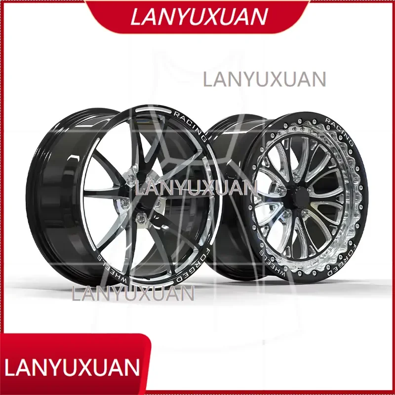 17 18 19 Inch Drag Racing Wheels 5x115 Black Machined Multi Spoke Custom Beadlocks for Challenger Hellcat Widebody