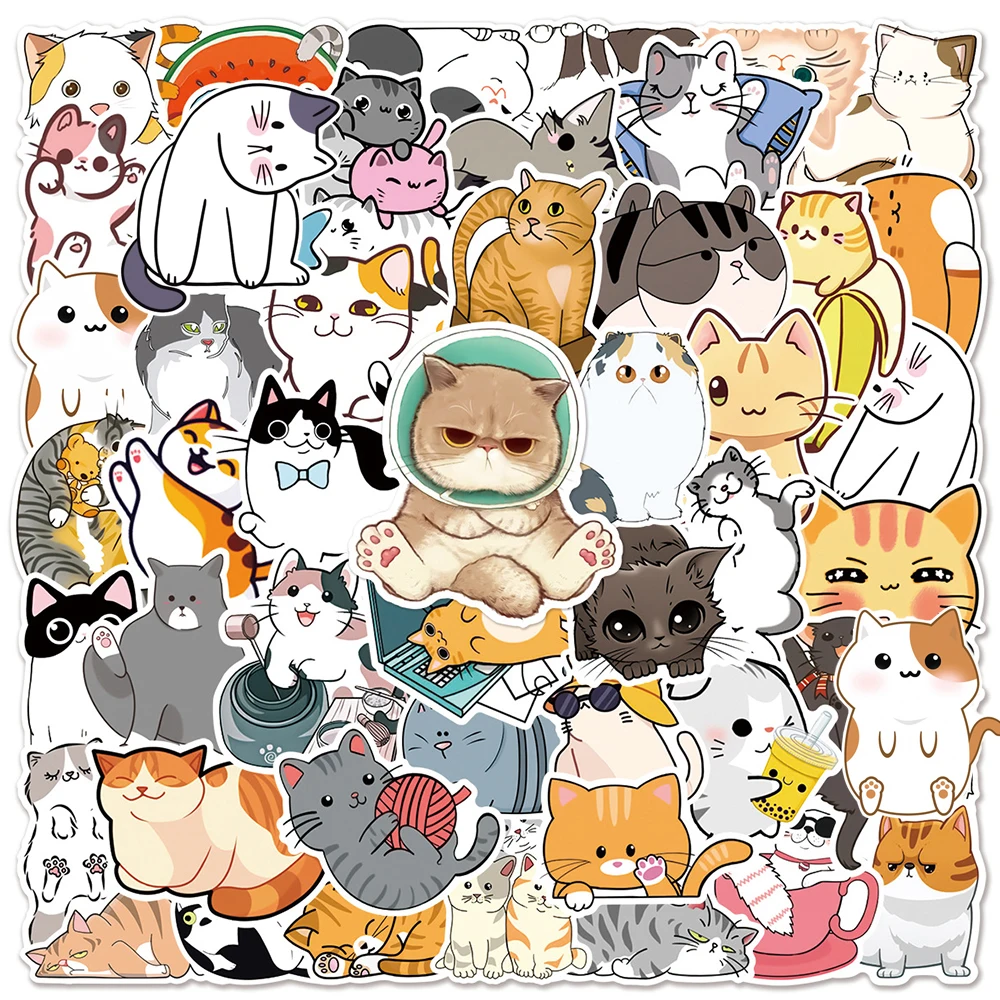 10/30/50 Stück Niedliche Lustige Cartoon-Katzen-Meme-Aufkleber Kawaii Anime Kätzchen Graffiti-Sticker Scrapbook Handy Gepäck Dekoration