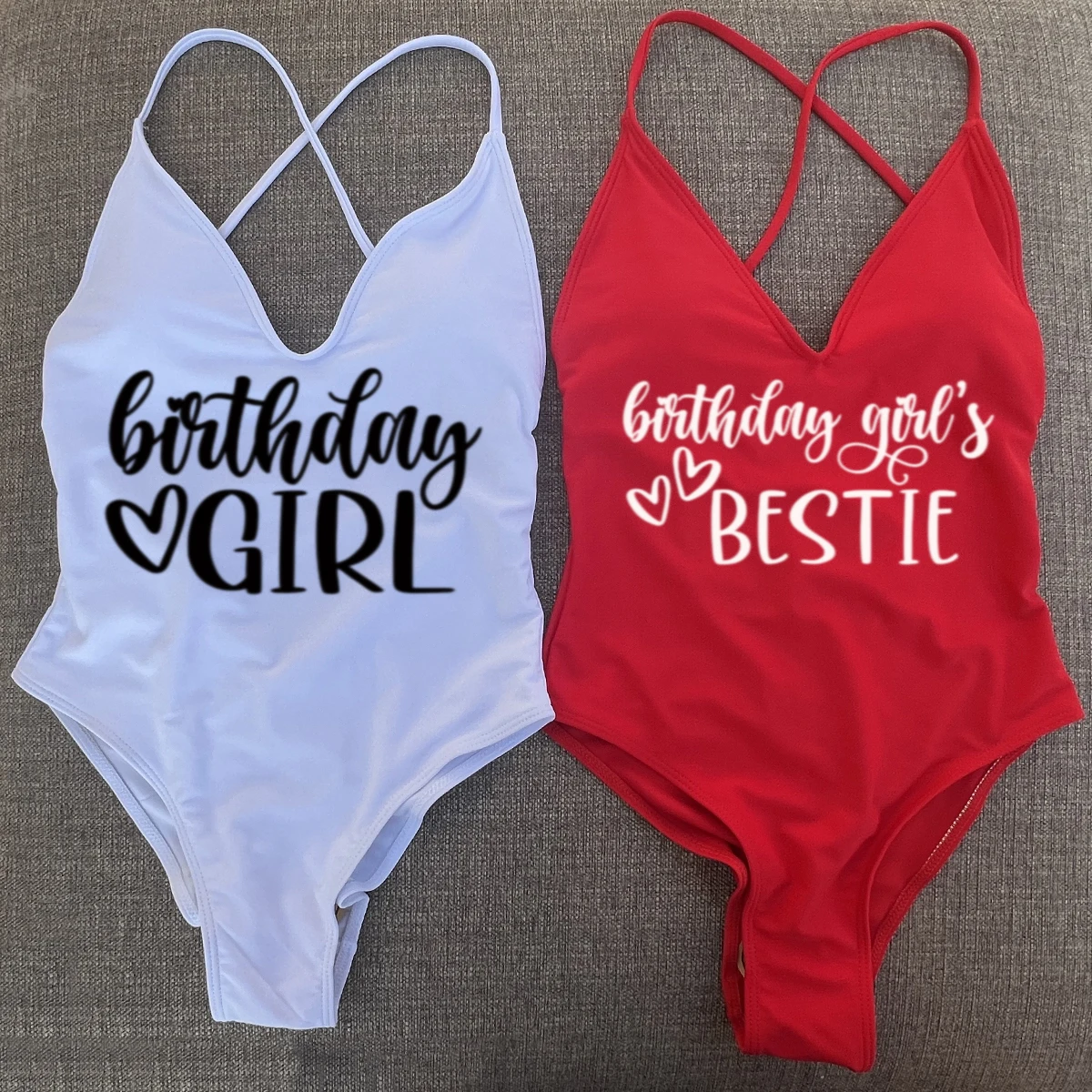 

Сексуальный женский слитный купальник с подкладкой для дня рождения, 2026, лучший выбор для подруг, пляжная одежда, летний купальный костюм