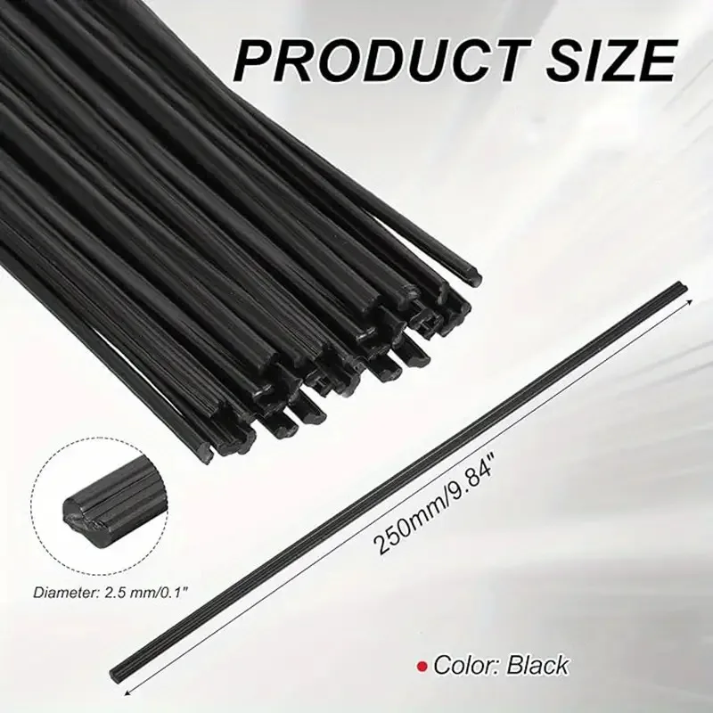 [Kit de soldadura de plástico] Kit de varillas de soldadura de plástico |   Materiales de soldadura de plástico PP 250 mm 5x2 mm para reparaciones de parachoques de automóvil/caque