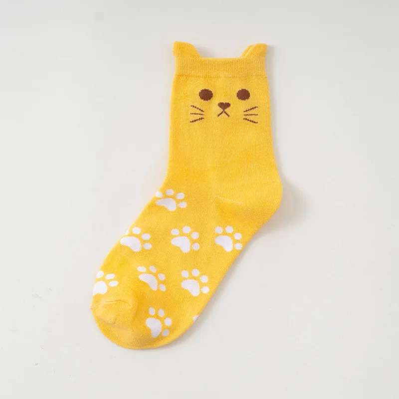 Women Animal Cotton Socks Autumn Winter Spring Cute Kawaii Cartoon Cat Patterned Female Ladies Funny Korean Style Sock Girl Gift