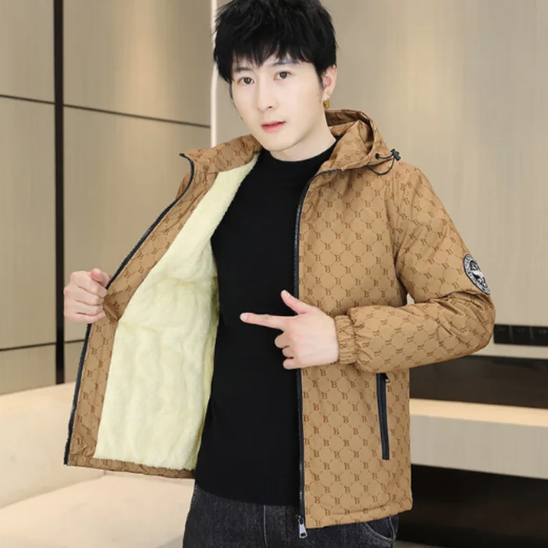 سترة سميكة مبطنة بالصوف للرجال، معطف قطني للرجال، معطف شتوي