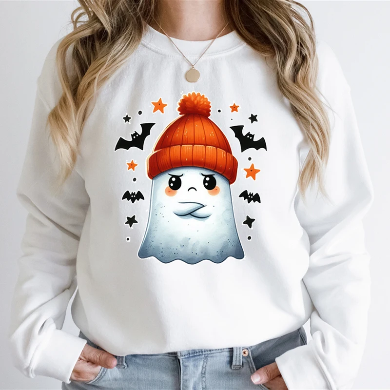 

Funny Ghost Halloween Sweatshirt Cute The Boo Pullover Autumn Winter Long Sleeve Hoodie Spooky Season Ladies Graphic Sweatshirts