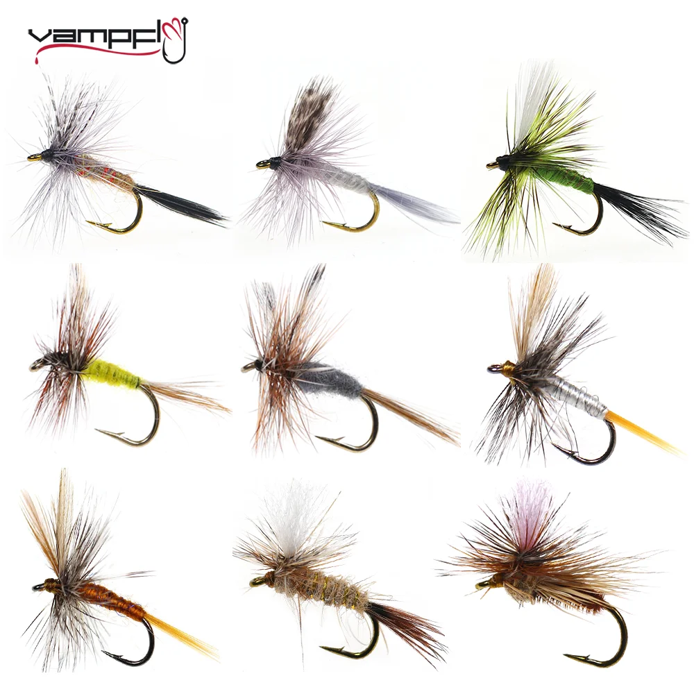 Vampfly Adams Dry Fly Barbed Fly Hook Light Hendrickson Rainbow Trout Fishing Lure Bait Adult Mayfly Caddis Midge Fishing Flies