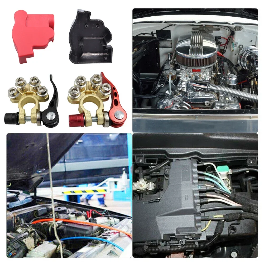 1 Set Car Battery Terminals Wire Cable Clamp Terminal Connectors Positive Negative Quick Release Connector for Caravan Auto
