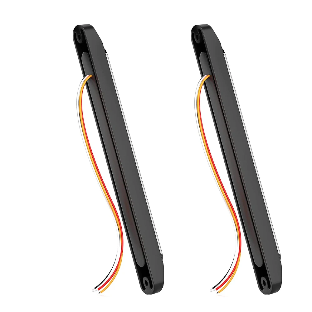 2Pcs LED Red & Amber Sequential Strobe Strip Lamps For ATV Trucks Semi-trailer UTV RV Pickup Car Accessories