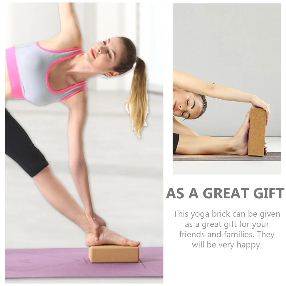 

1pc Yoga Blocks 22x15x7.4cm High Density Soft Natural Cork Brick for Yoga Fitness Training Gymnastics Props