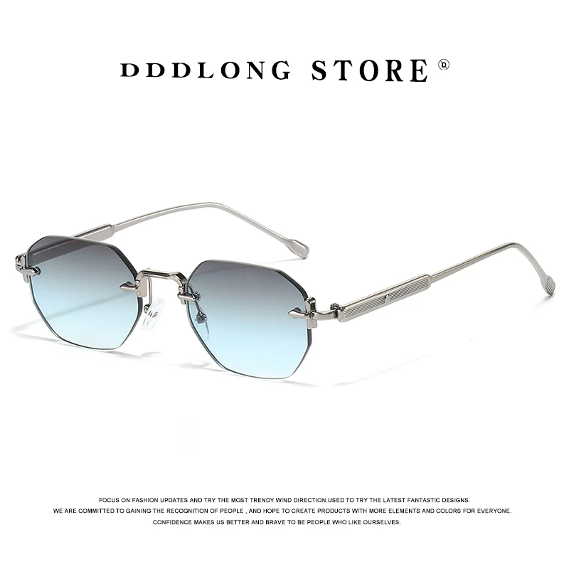 DDDLONG Retro Fashion Rimless Punk Y2k Sunglasses Women Men Sun Glasses Vintage UV400 Outdoor Shades D686