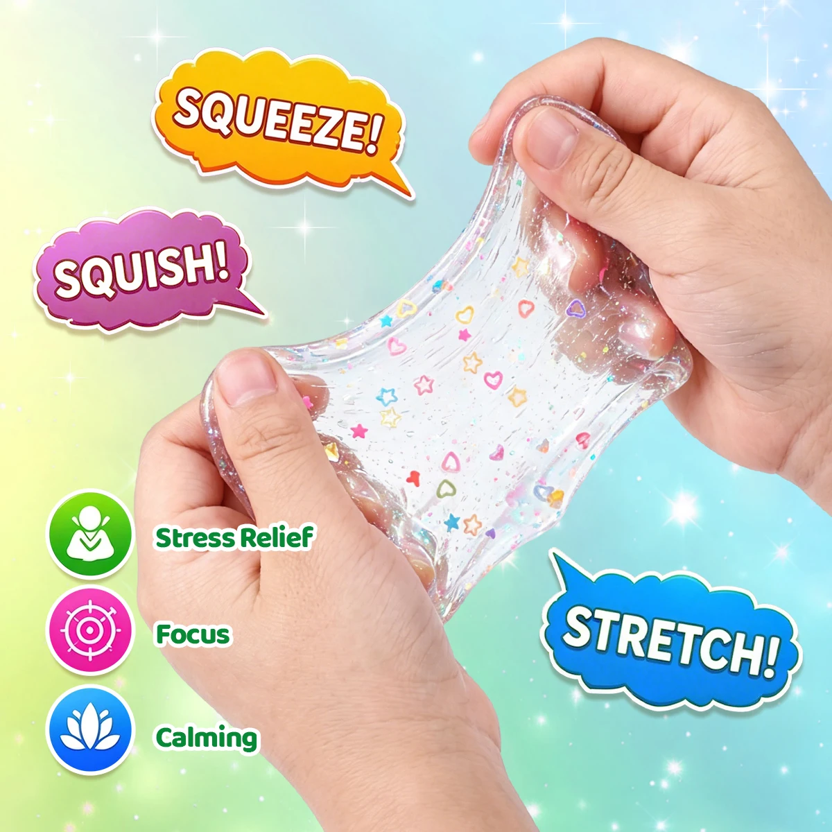 1Pc Green Egg Container Stretch Clear Slime Fidget Play Toy.