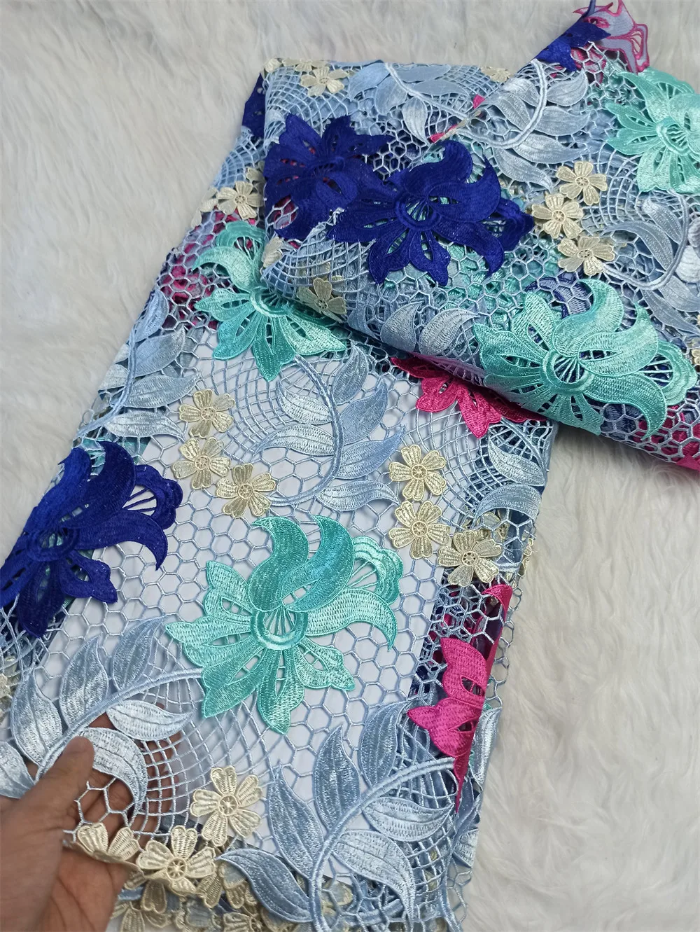 

2025 African Nigerian High-Quality Embroidery Mesh Lace Fabric French Tulle Sequins for Wedding Party Dresses JH0077 5 Yards