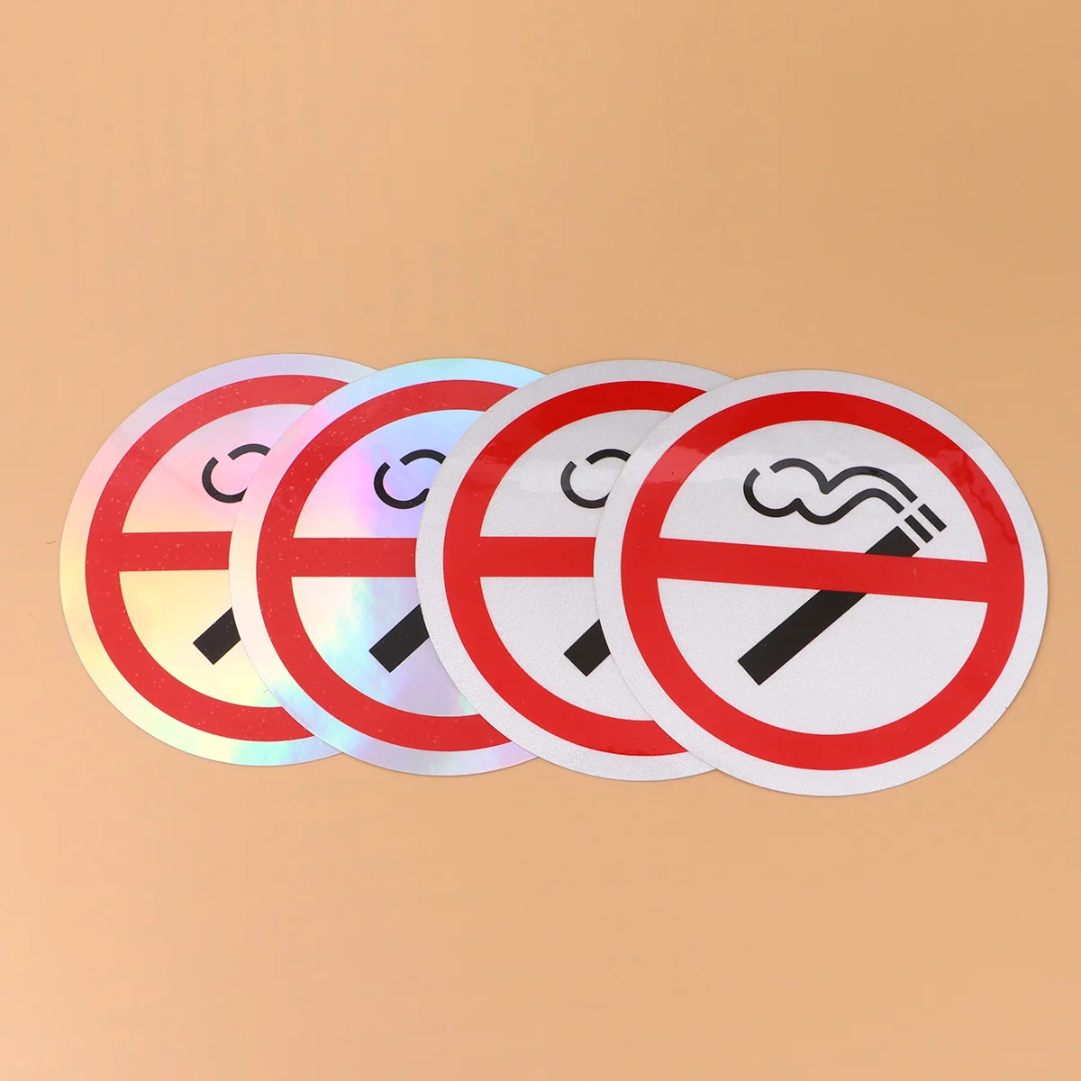 4 Pcs Car Stickers Warning Sign No Smoking for Vehicles Reflective Poster Decal