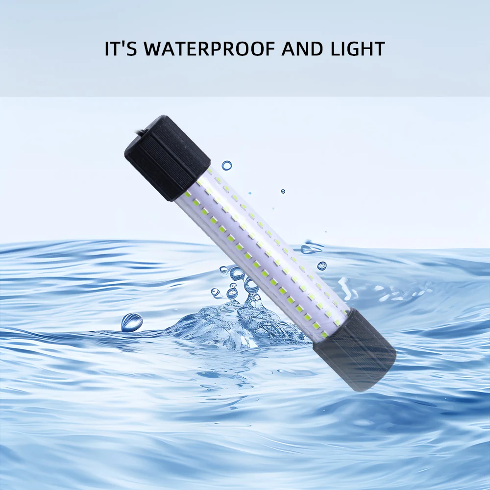1 pc USB charging underwater fish lure light, LED powerful fishing light, deep water fish collection light, green and white