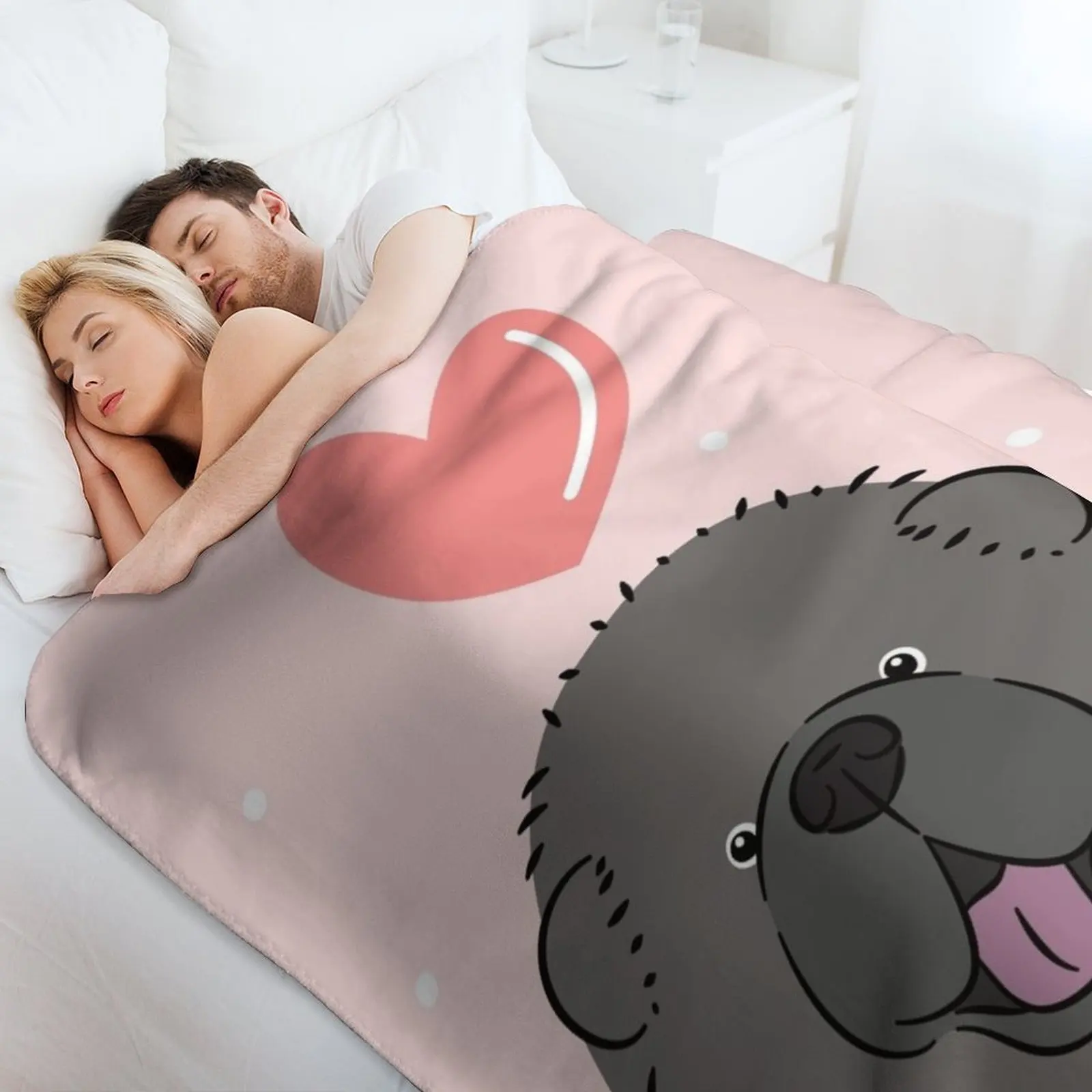 بطانية سرير منقوشة من Love Black Chow Chow دافئة لبطانيات الشاطئ الشتوية