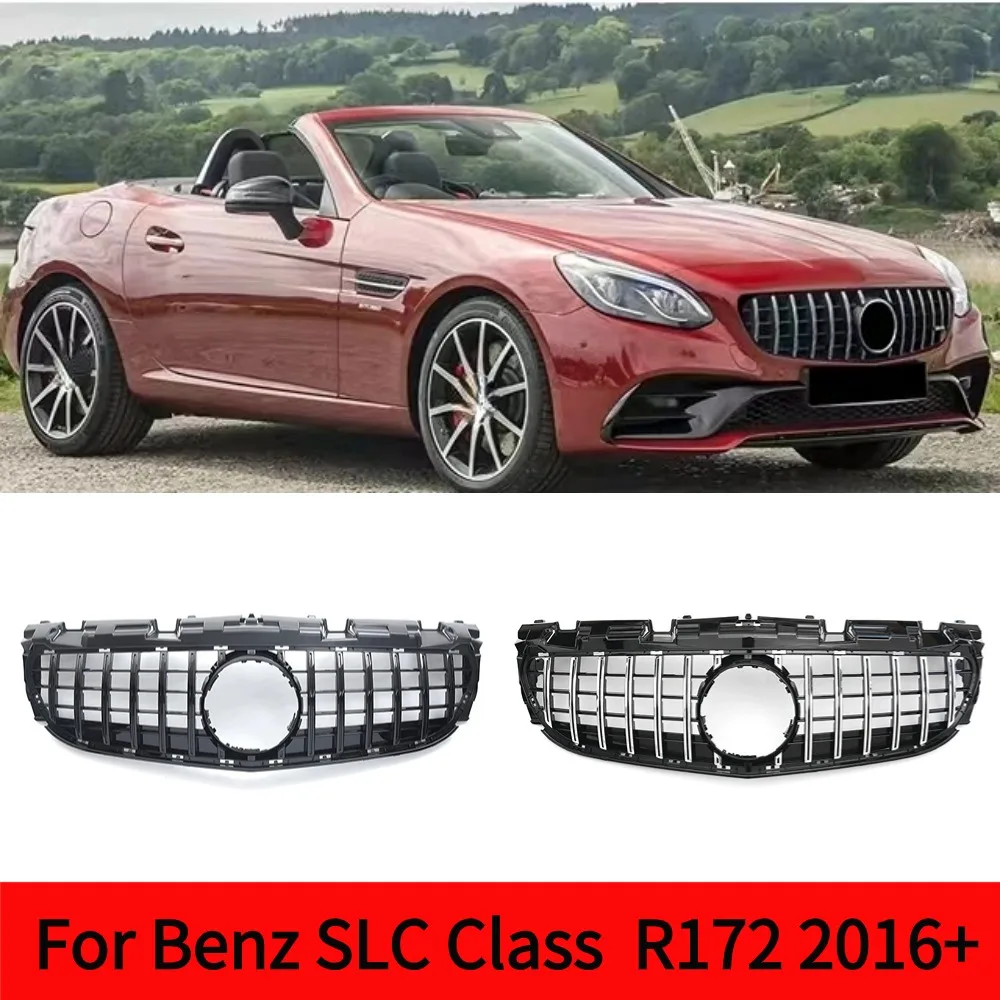 For Mercedes Benz SLC Class W172 R172 2016-2020 SLC300 GT Silver/Black  Front Grille Bumper Grill Inlet Mesh Grid Tuning Accesso