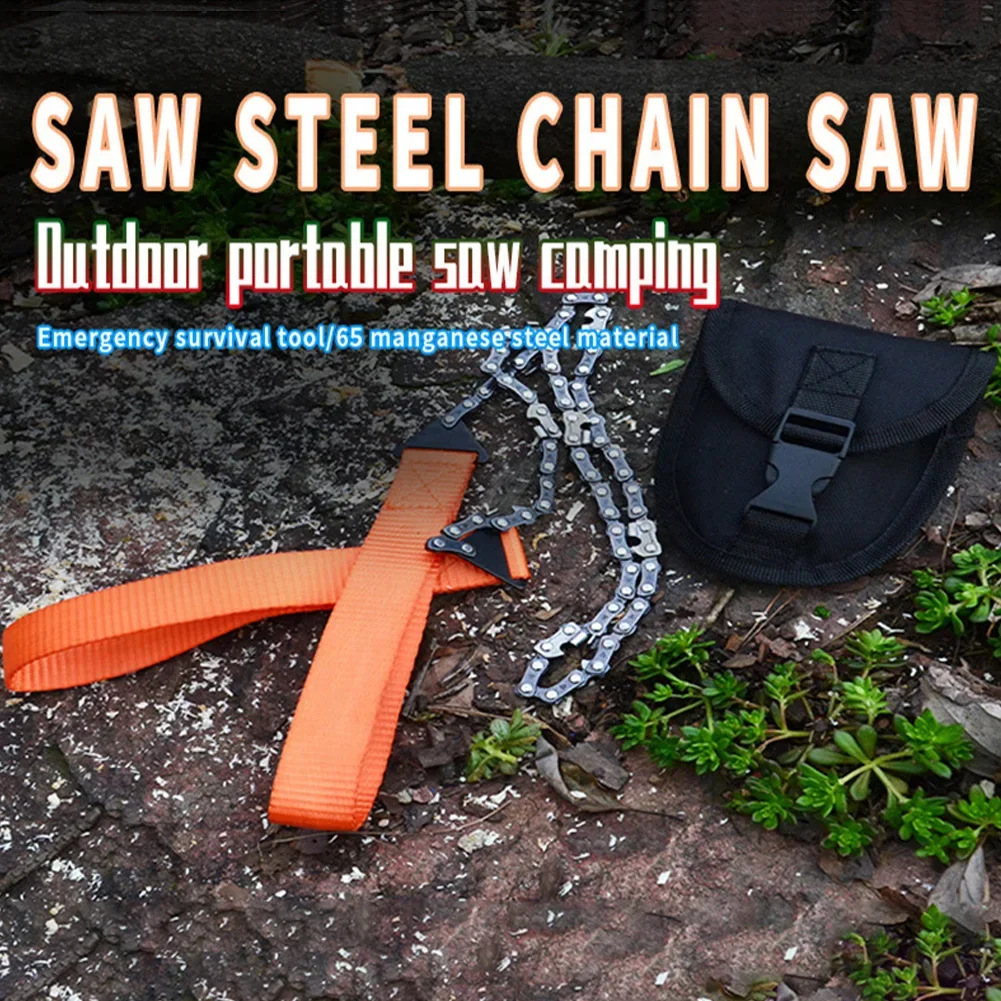 24 Inch Tree Cutting Tool Portable Logging Saws Folding Manual Steel Rope Chain Saw Sharp for Camping/Hiking/Fishing/Picnic Use