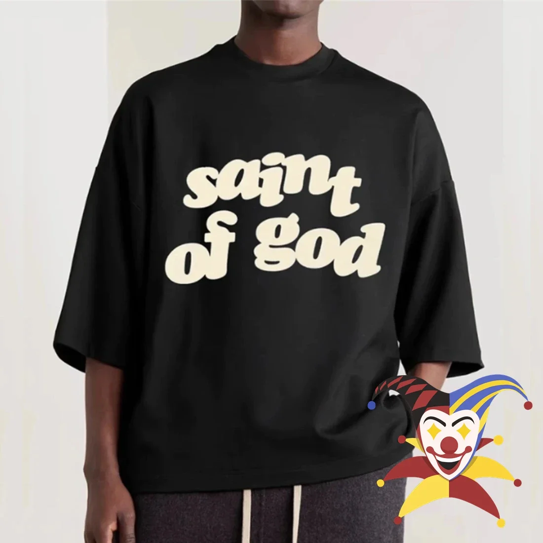 

Футболка с пышным принтом CPFM Saint Of God 1:1, Высококачественная Черная Футболка Saint Tops Tee