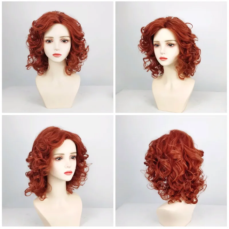 

Ladies Wig Natural Short Straight Curly Wavy Hair Wigs Orange Women Full Wig