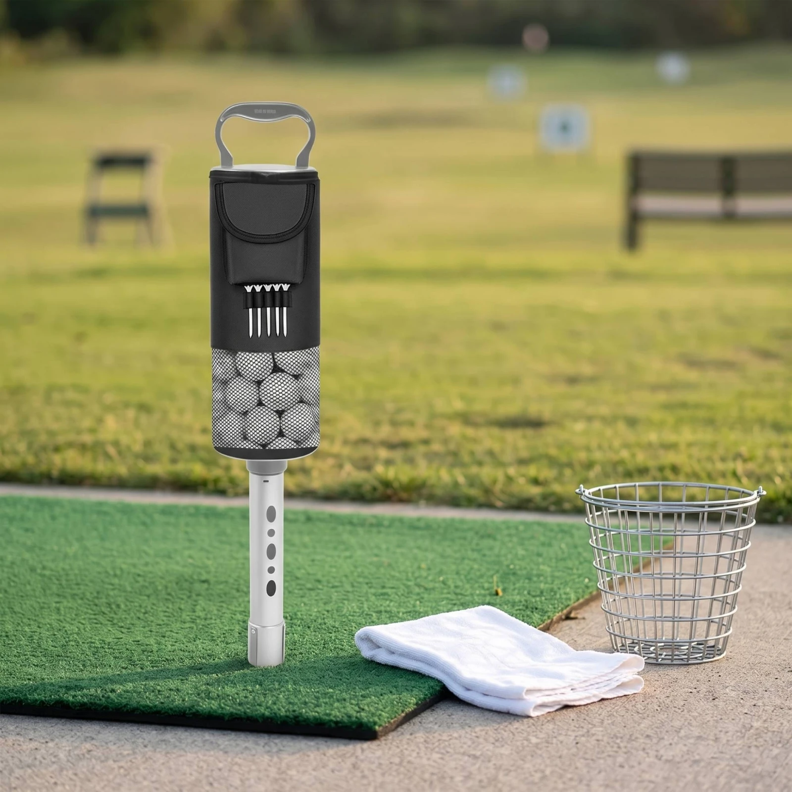 Golf Ball Pickup Tube Lightweight Golf Ball Retriever with Pocket Handheld Convenient for Golfers, Driving Range, Putting Green view 2
