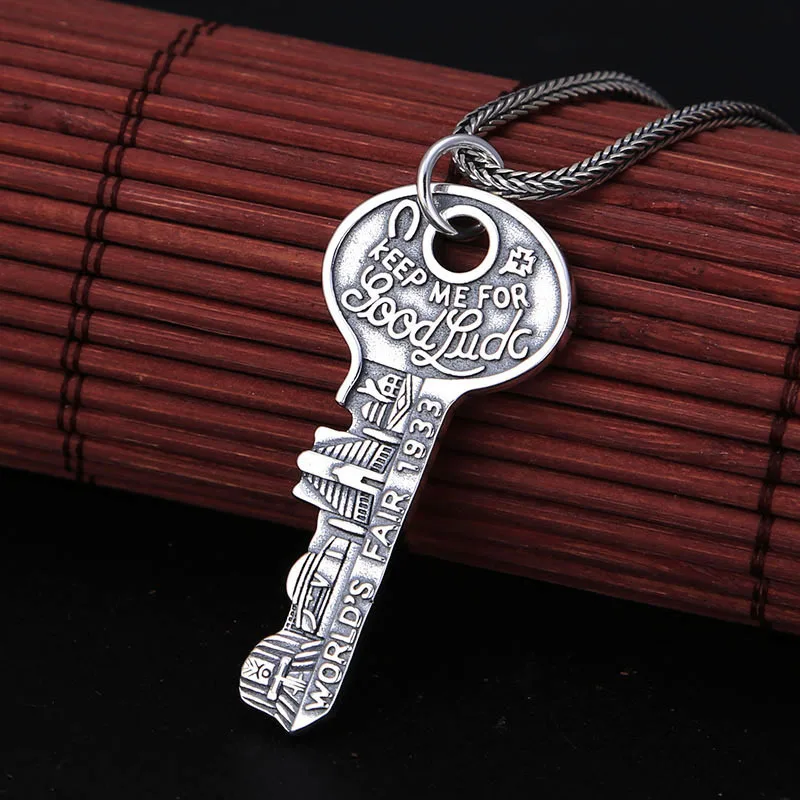 silver ornament Thai silver vintage key European and American English letters exquisite men and women pendant popular ornament