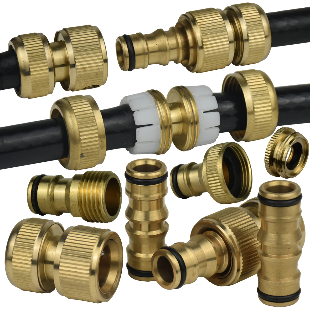 3/8" 1/2" 3/4" Brass Hose Adapter 16mm Quick Connector Irrigation Pipe Tube Connect Repair Joint Garden Watering Accessories