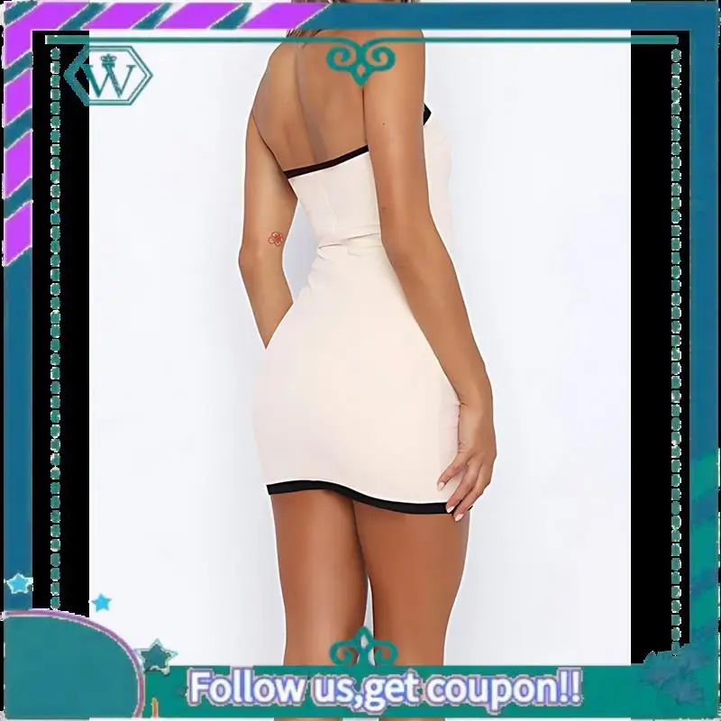 A09P Women's Stretchy Strapless Bodycon Mini Dress