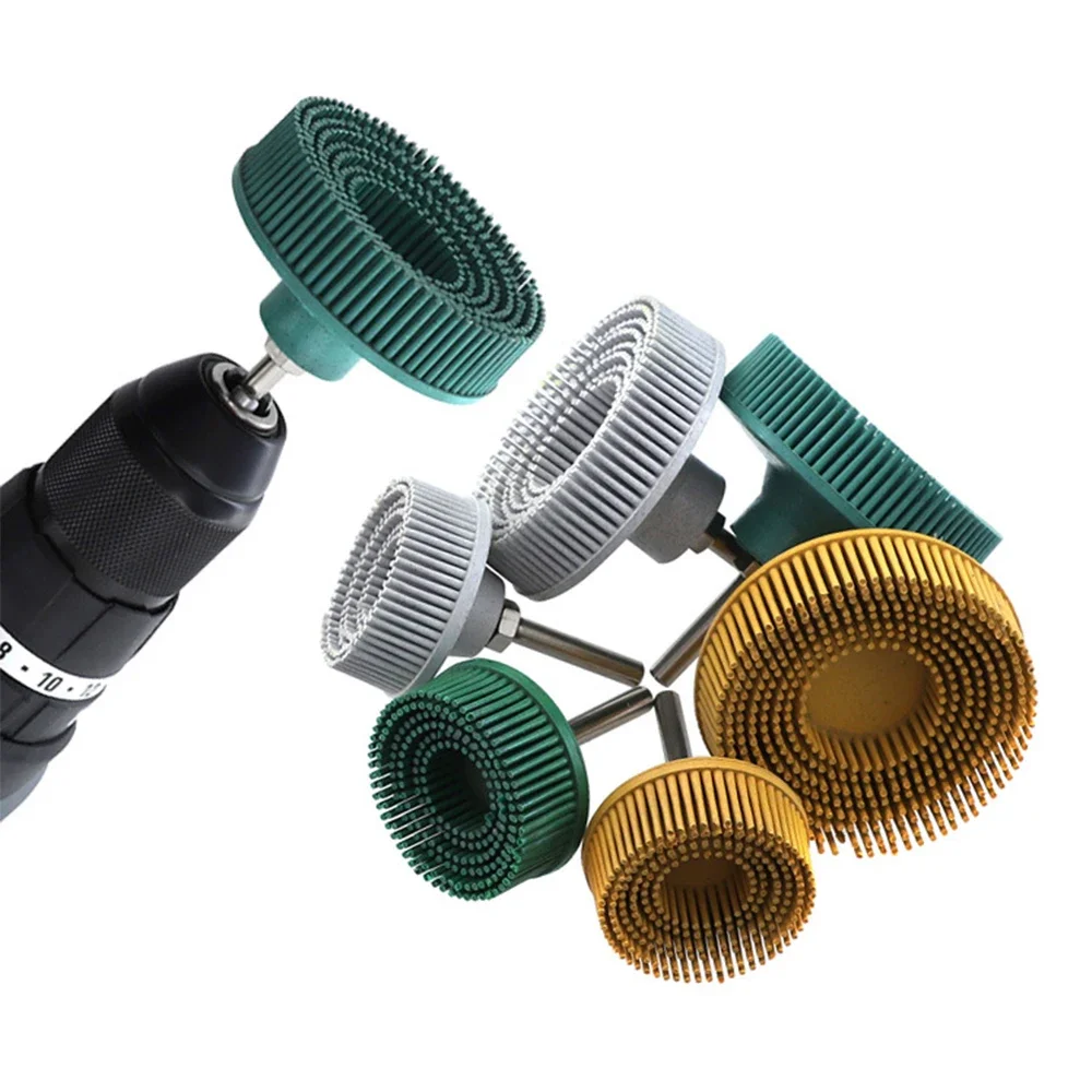 1/4 Inch Shank Attachment, Gasket Coating Removal Disc for Metal 3 Inch Bristle Disc Rubber Abrasive Brush Polishing Wheel