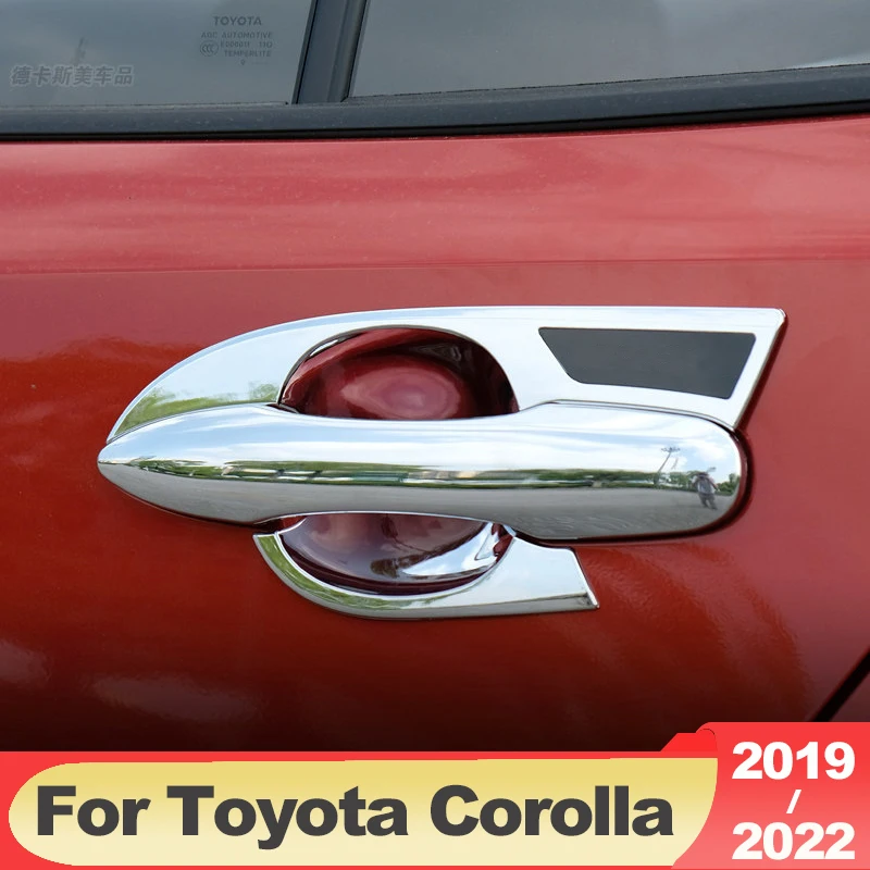 ABS Carbon Fiber Car External Door Handle Bowl Covers Trim Sticker For Toyota Corolla E210 2019 2020 2021 2022 12th Accessories