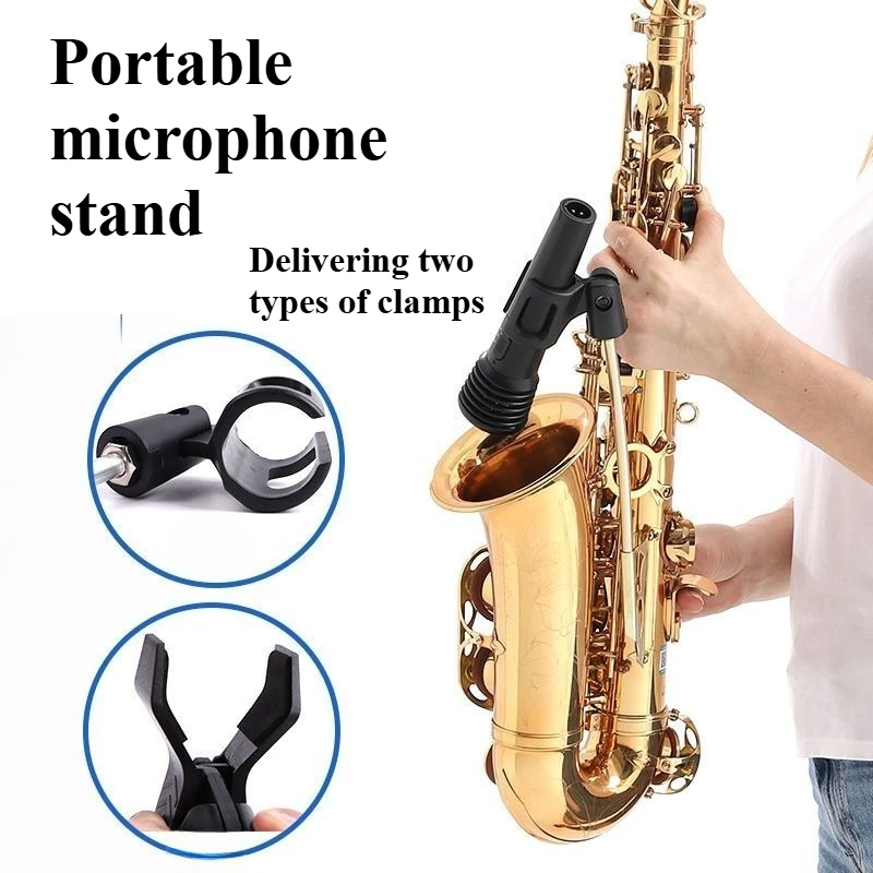 

Saxophone microphone stand, microphone holder for tenor and baritone, wireless microphone clip, performance companion