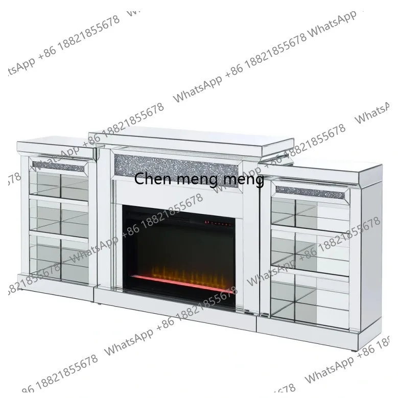 New Design Hot Mirror Electric Fireplace with Crushed Diamond Mirror Fireplace