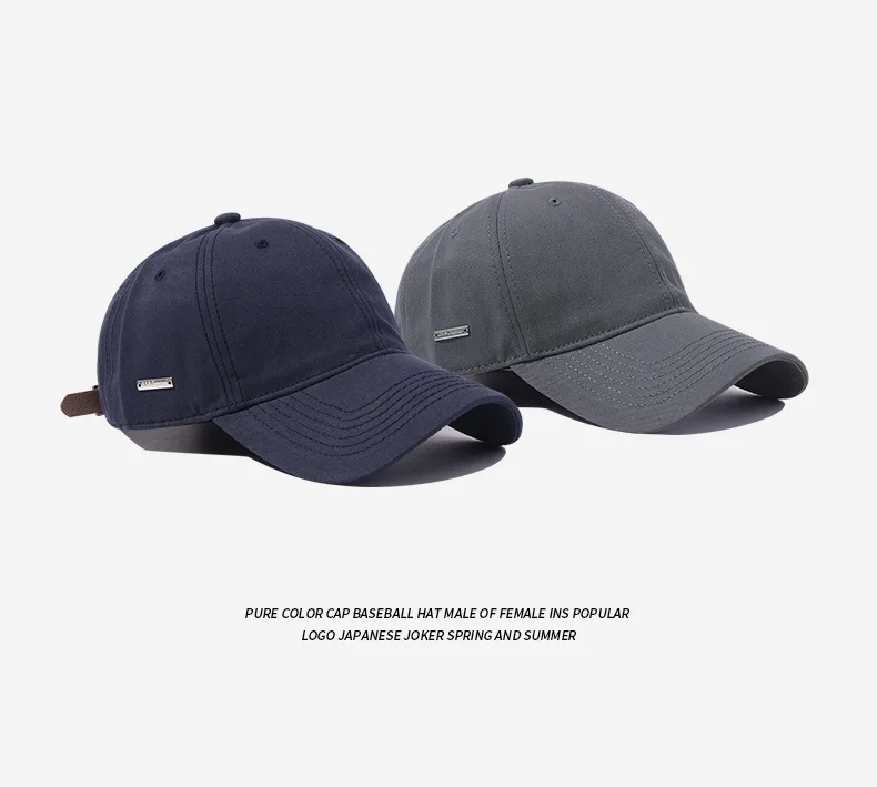 Einfarbige Baseballkappen aus Baumwolle für Männer und Frauen, verstellbarer Twill, Low-Profile-Snapback, täglich taillierte Mütze, alle Jahreszeiten – Detail 6