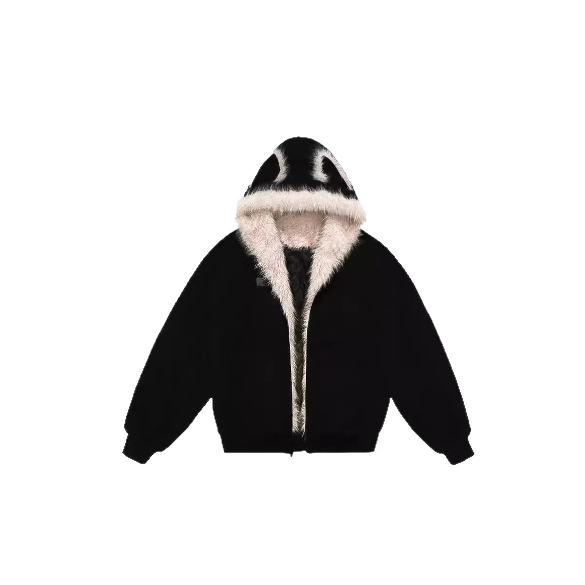 

Winter New Elegant Liner Fur Loose Cotton Padded Jackets Women Y2k Fur Collar Hood Thick Fashion Parkas Casual Outerwear