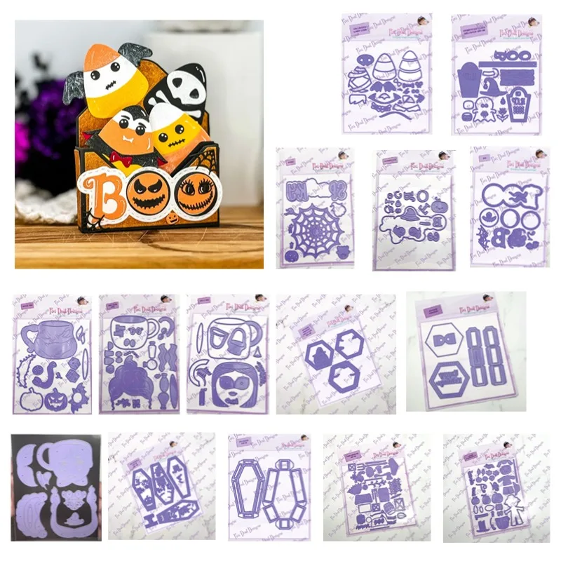 Clock Halloween Candy Boo Mug House Christmas Metal Cutting Dies Silicone Stamps Scrapbooking Stencil Photo Album Card DIY Paper