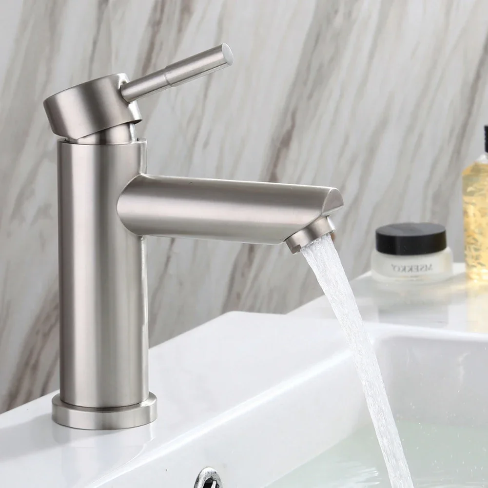 Bathroom Faucet Single Hot And Cold Basin Faucet Water Sink Mixer Tap Stainless Steel Bathroom Counter Faucet Lavatory Sink Tap