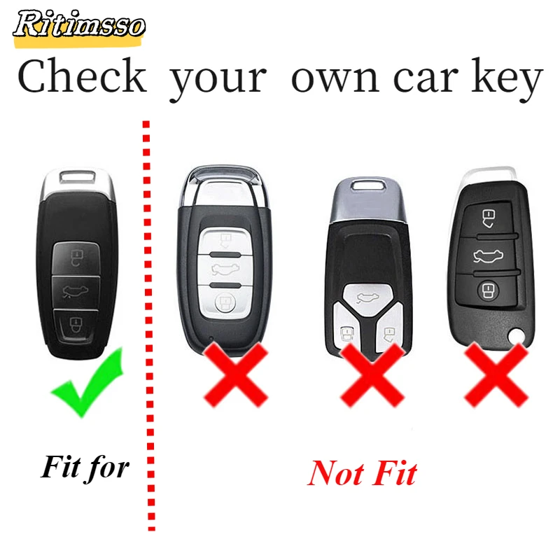 Fashion Zinc Alloy Car Remote Key Case Cover Shell For Audi A6 A7 A8 E-tron Q5 Q8 C8 D5  Protector Fob Car Accessories