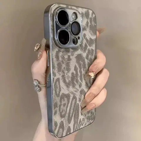 Funda de teléfono con estampado de leopardo de lujo para iPhone 11 12 13 14 15 16 17 Pro Max Plus Air, fundas de parachoques a prueba de golpes