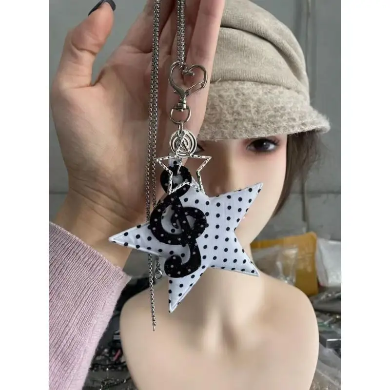 Korean Polka Dot Star Pendant Necklace Vintage Cartoon Harajuku Y2K Jewelry for Women Party Dress Matching