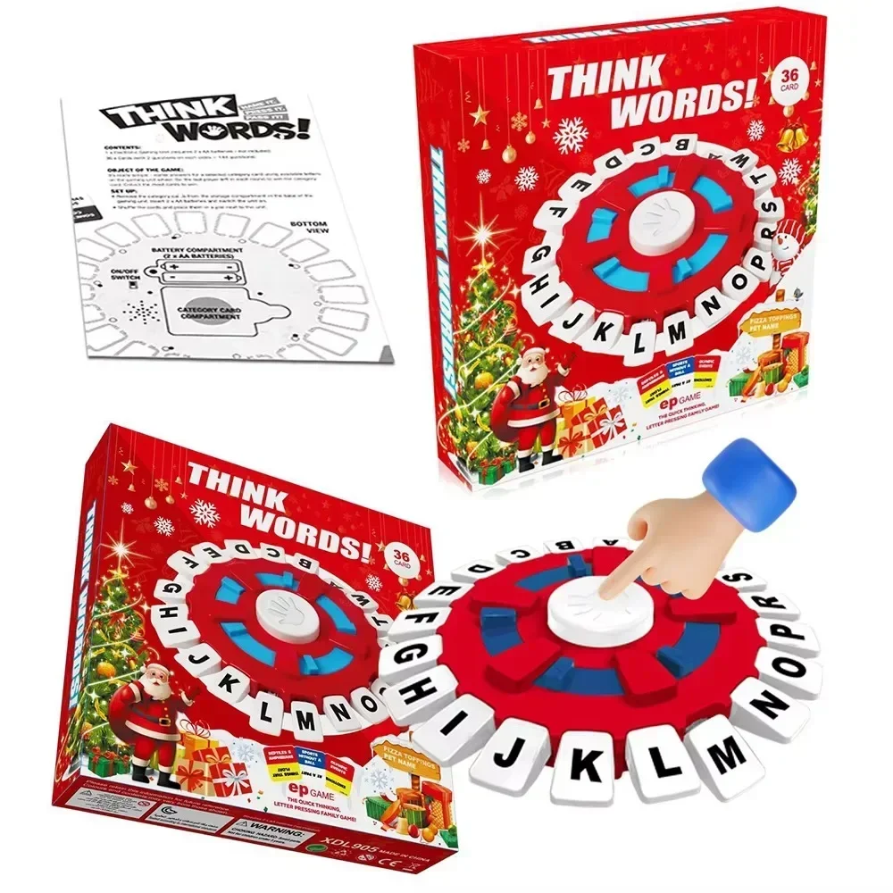 English Word Game Fast-Paced Family Board Game Christmas Version The Quick Thinking Letter Pressing Games versión en español