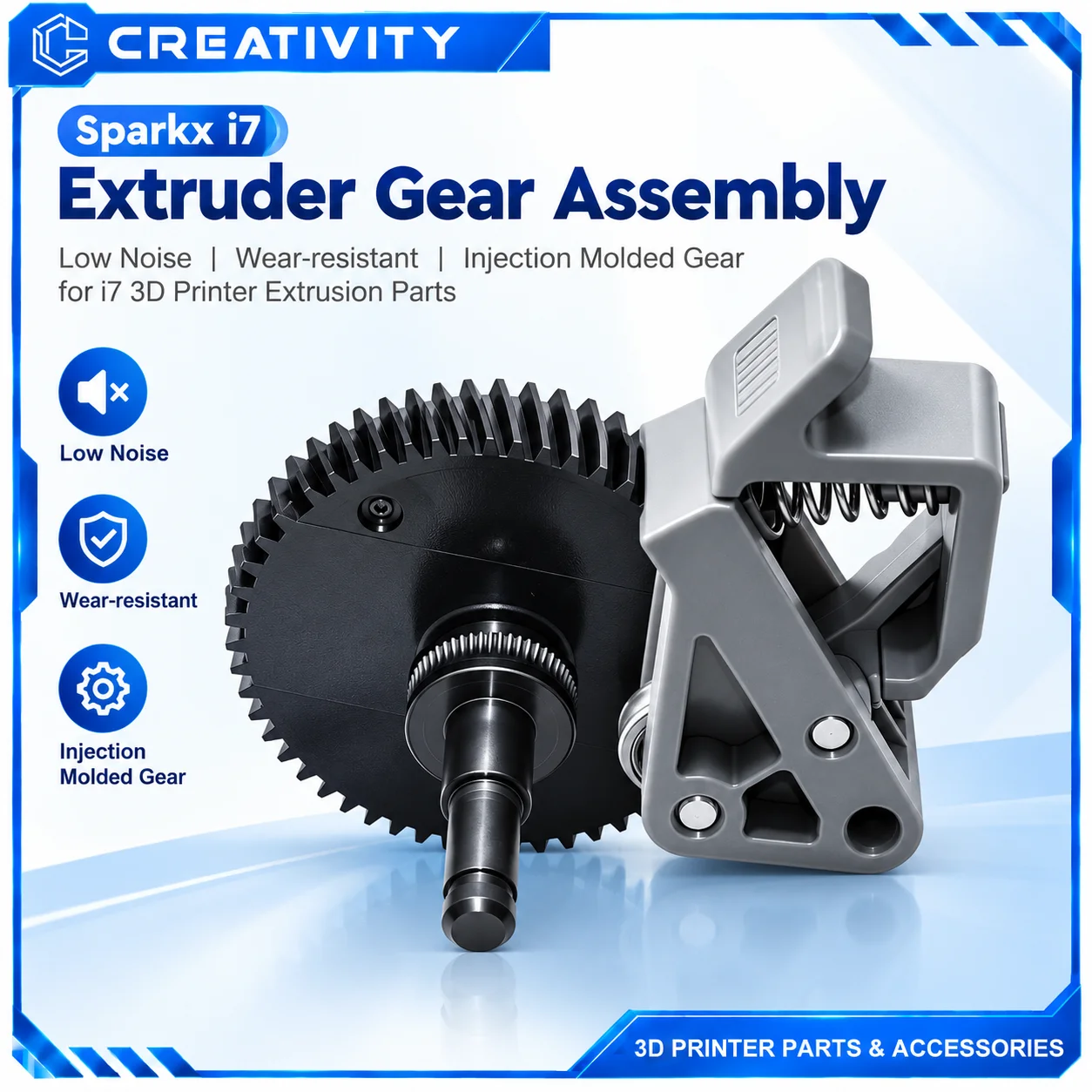 Creativity Sparkx I7 Extruder Gear Assembly Low Noise Wear-resistant Injection Molded Gear for i7 3D Printer Extrusion Parts