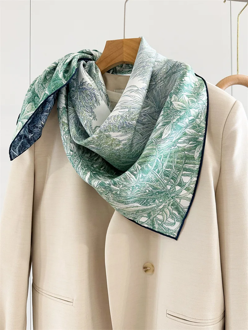 

18 мм саржевый шарф, роскошные дизайнерские шали, банданы с ручными краями, аксессуары для одежды, сумка для волос на голове, шали 90 см